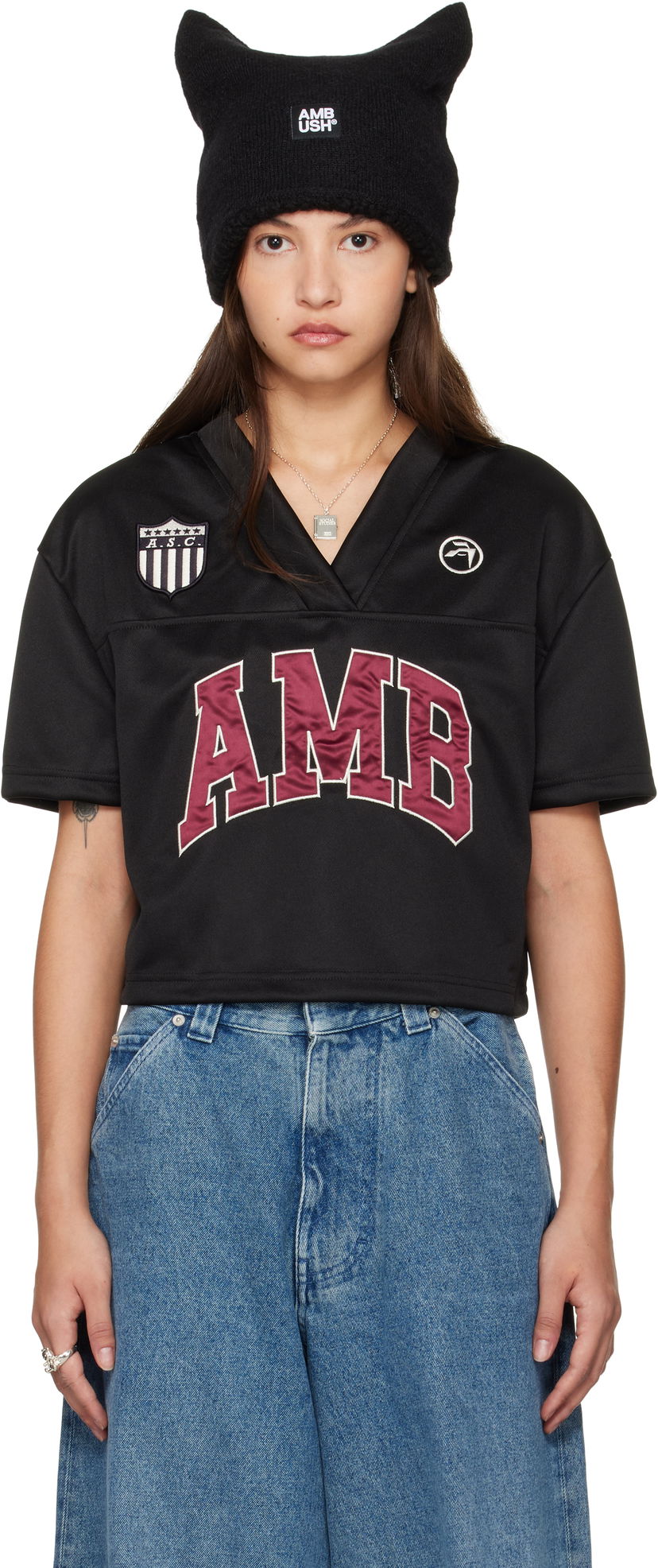 Krop-top Ambush Crop T-Shirt Črna | BWBD002F24JER0011028