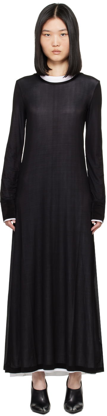 Obleke Helmut Lang Double Layer Maxi Dress Črna | 005HW605, 0