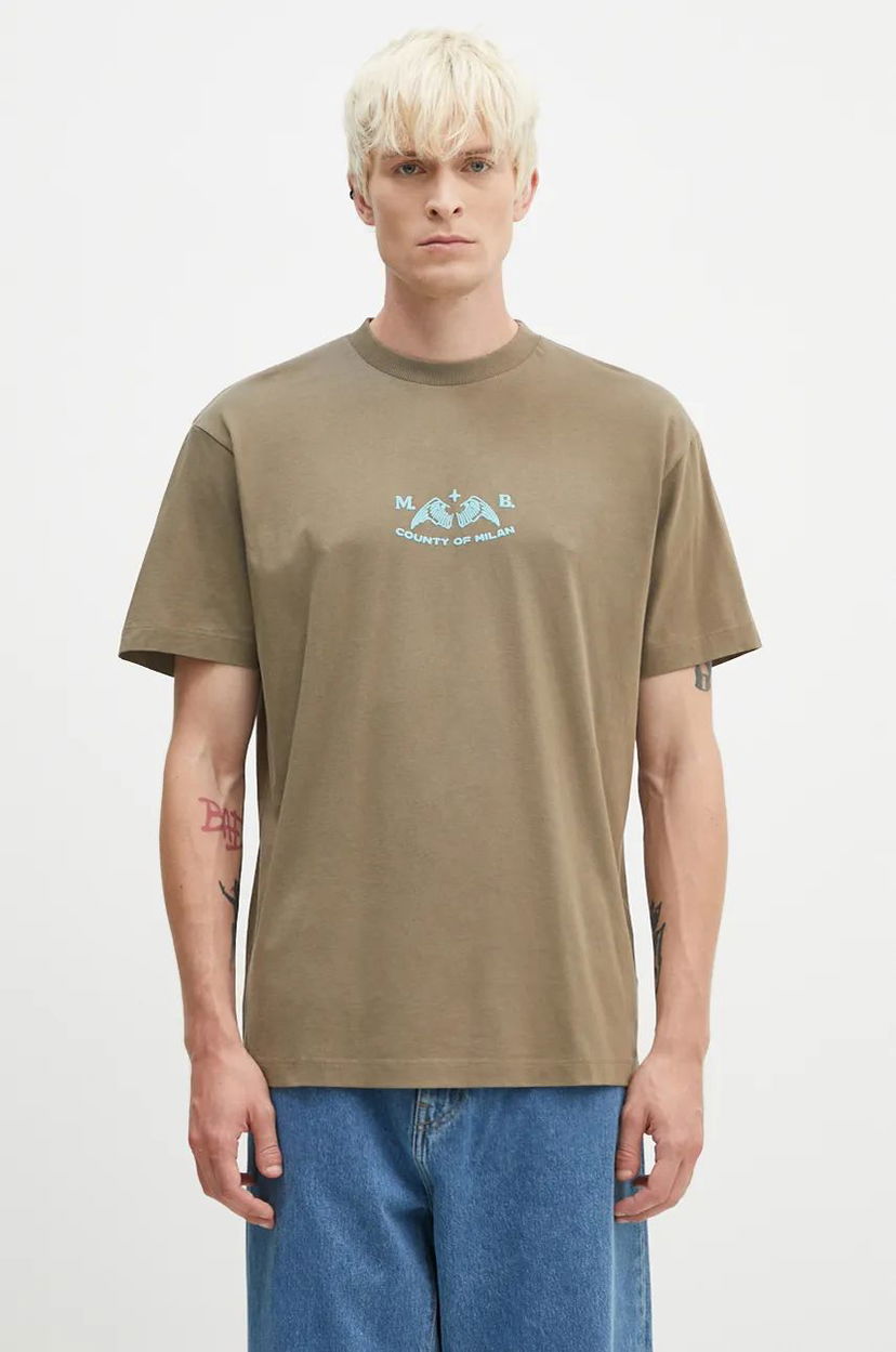 Majica Marcelo Burlon Vintage Logo Basic T-Shirt Print Zelena | CMAA056F24JER0066E4D