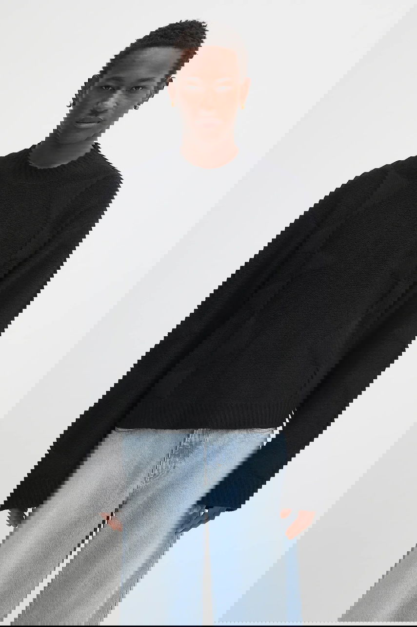 Pleteni pulover HELIOT EMIL Textured Knit Crewneck Sweater Črna | PREAW25.M.07.063.BLK01., 0