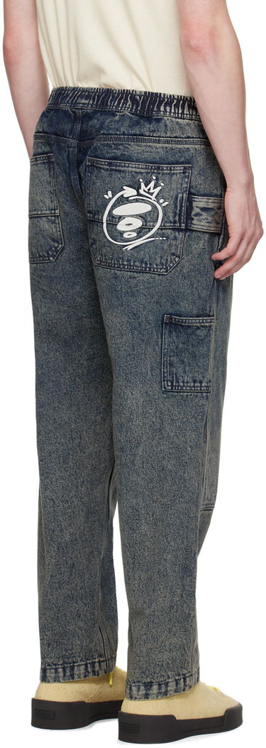 Cargo hlače AAPE by A Bathing Ape AAPE by A Bathing Ape Embroidered-Logo Carpenter Jeans Modra | AAPPTMA682XXMBKC, 2