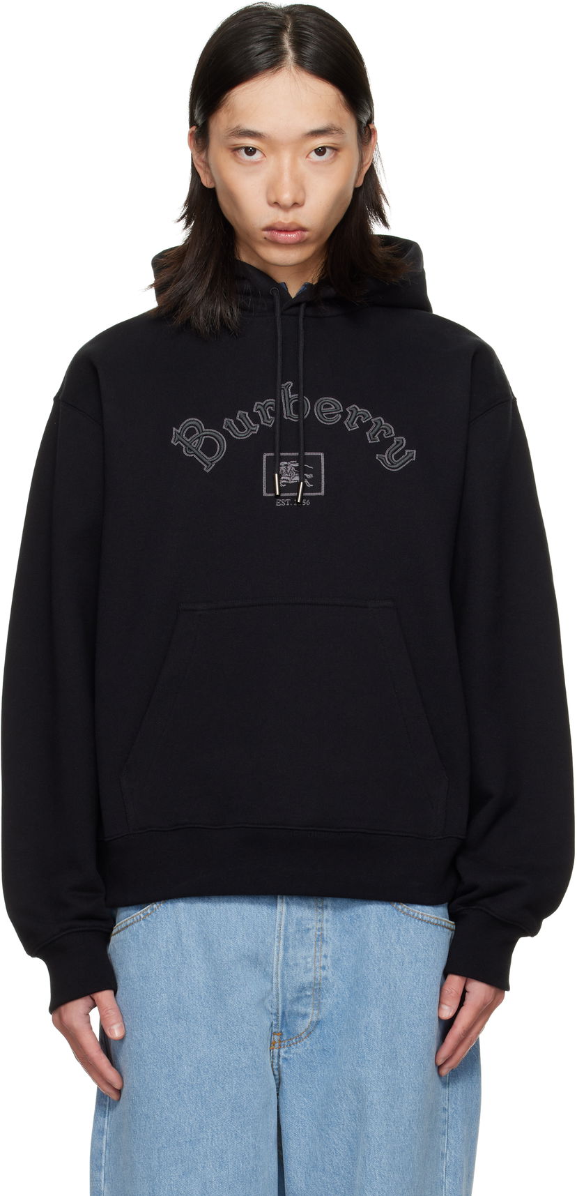 Pulover Burberry Burberry Gothic Logo Hoodie Črna | 8116111