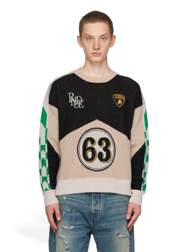 Pleteni pulover Rhude Lamborghini Edition Graphic Sweater Bež | RHFW23SW09488108