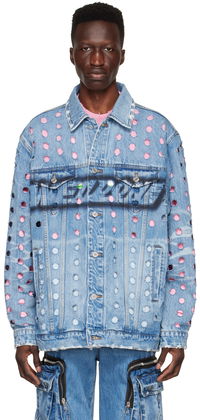 We11done Logo Distressed Denim Jacket