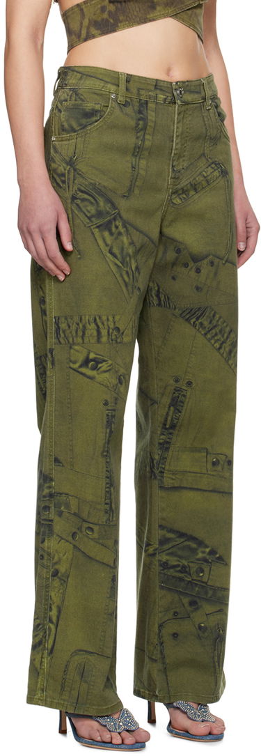 Kavbojke Blumarine Blumarine Trompe L'œil Print Wide-Leg Jeans Roza | P422J128A, 4