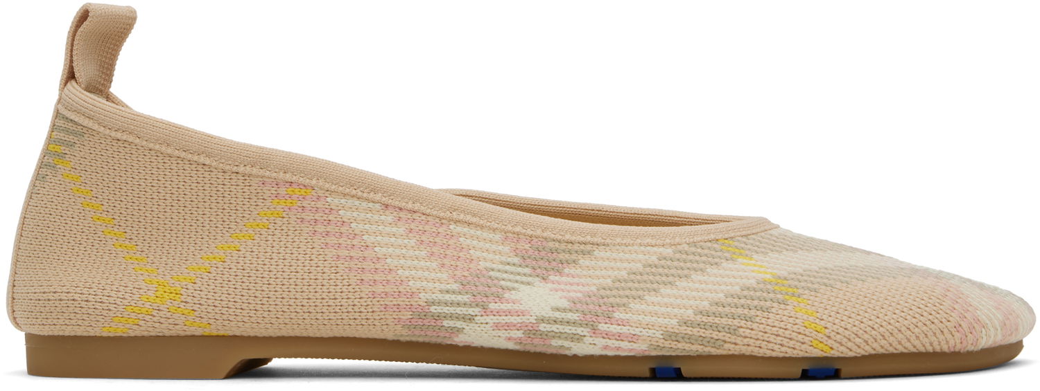 Oblačila Burberry Burberry Check Knit Ballerina Flats Bež | 8101053, 0