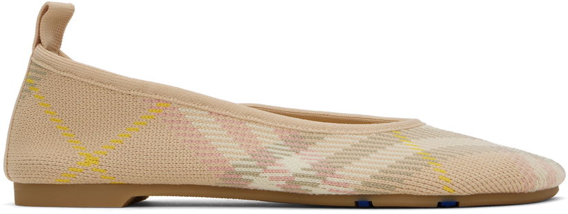 Oblačila Burberry Burberry Check Knit Ballerina Flats Bež | 8101053