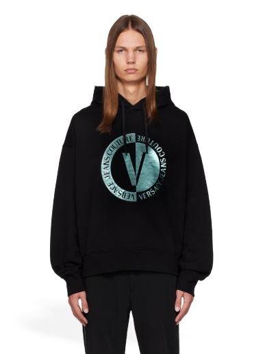 Pulover Versace Jeans Couture V-Emblem Hoodie Črna | E75GAIF05_ECF03F