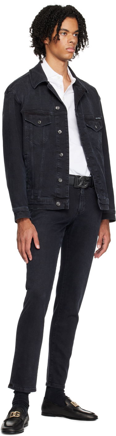 Pasovi Dolce & Gabbana Deerskin-Print  Belt With Logo Buckle Črna | BC4675AT489, 2