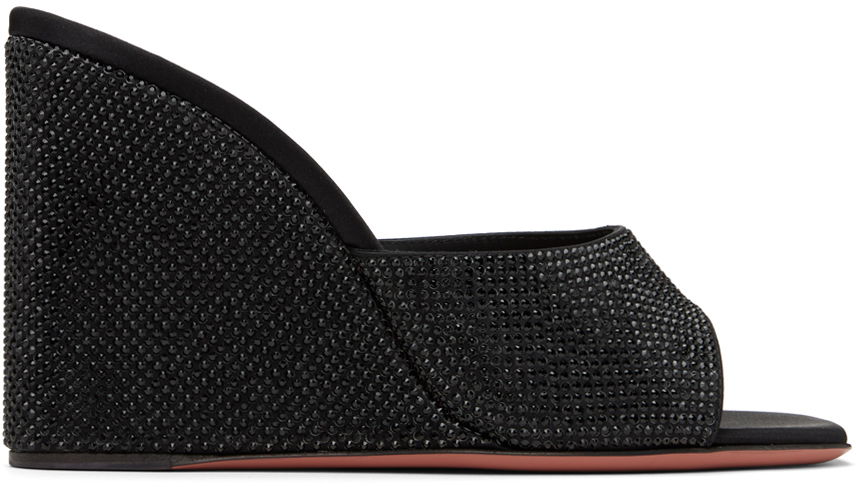 Modni dodatki Amina Muaddi Amina Muaddi Lupita Crystal Wedge Heeled Sandals Črna | LUPITA CRYSTAL WEDGE WEDGE SATIN, 0