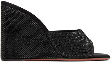 Modni dodatki Amina Muaddi Amina Muaddi Lupita Crystal Wedge Heeled Sandals Črna | LUPITA CRYSTAL WEDGE WEDGE SATIN, 0