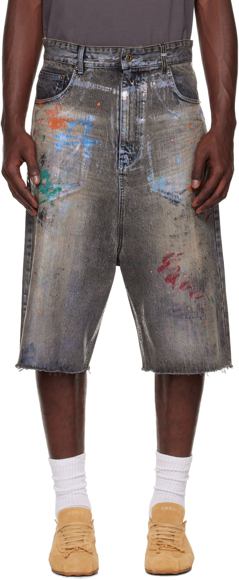 Kratke hlače We11done We11done Painted Denim Shorts Siva | WD-DP2-25-332-M-BK