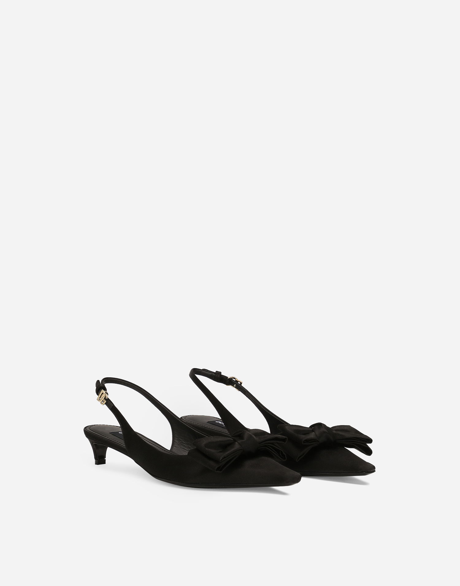 Superge in čevlji Dolce & Gabbana Slingbacks With Bow Detail Satin Črna | CG0843A3I648B956, 1