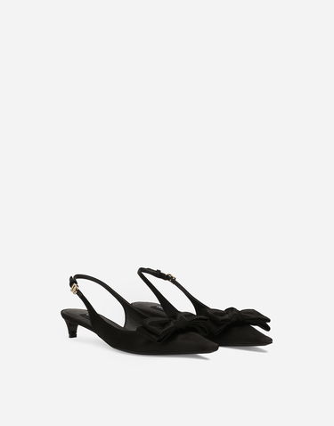Superge in čevlji Dolce & Gabbana Slingbacks With Bow Detail Satin Črna | CG0843A3I648B956, 1