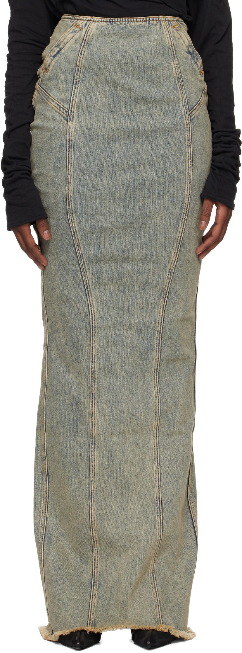 Krila Entire Studios Channel Denim Maxi Skirt Modra | ES2572SW
