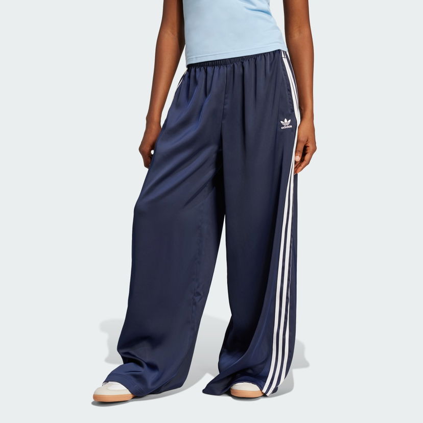 Hlače adidas Performance Satin Wide Leg Pants Modra | JD0881