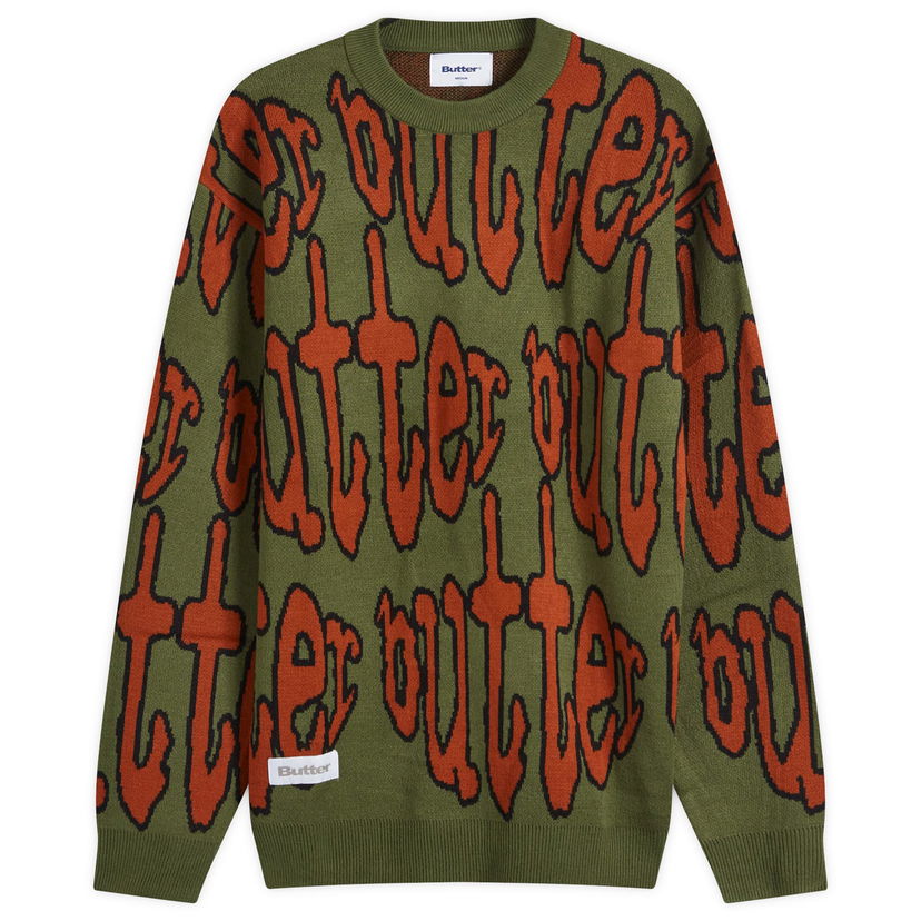 Pleteni pulover Butter Goods Green Knit Jumper with Graphic Print Zelena | BGQ4240083-FAT