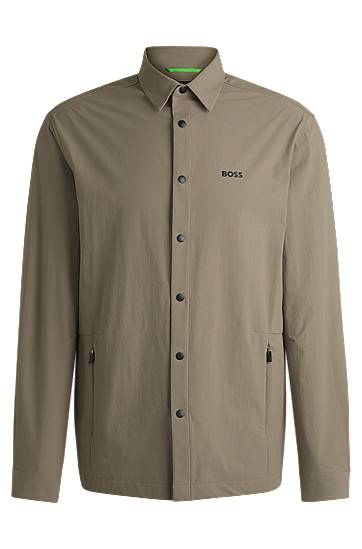 Srajce BOSS BOSS Relaxed Fit Water-Repellent Stretch Overshirt Zelena | 50533265