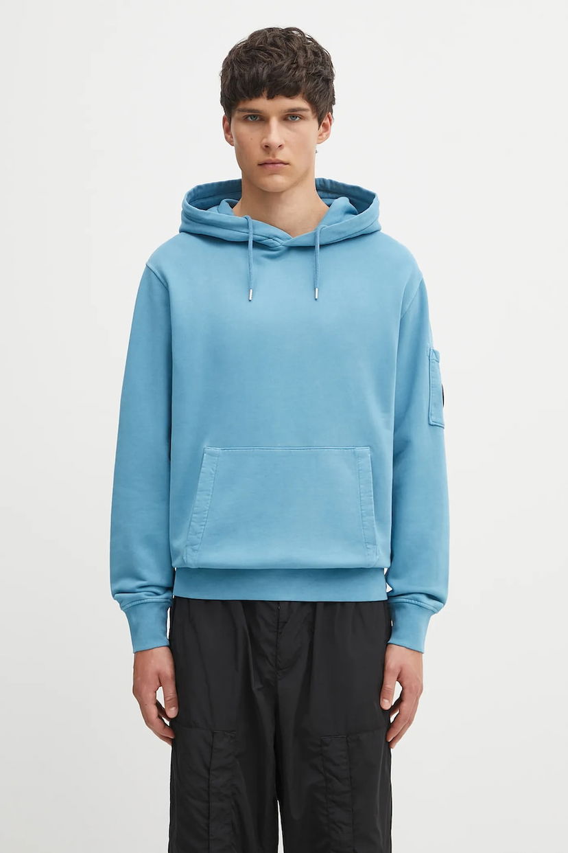 Pulover C.P. Company C.P. Company Smooth Hooded Sweatshirt Modra | 19CMSS719A006372R