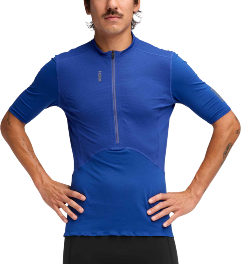 Majica Hoka One One SkyBreeze Short Sleeve Zip T-Shirt Modra | 1170232-ult