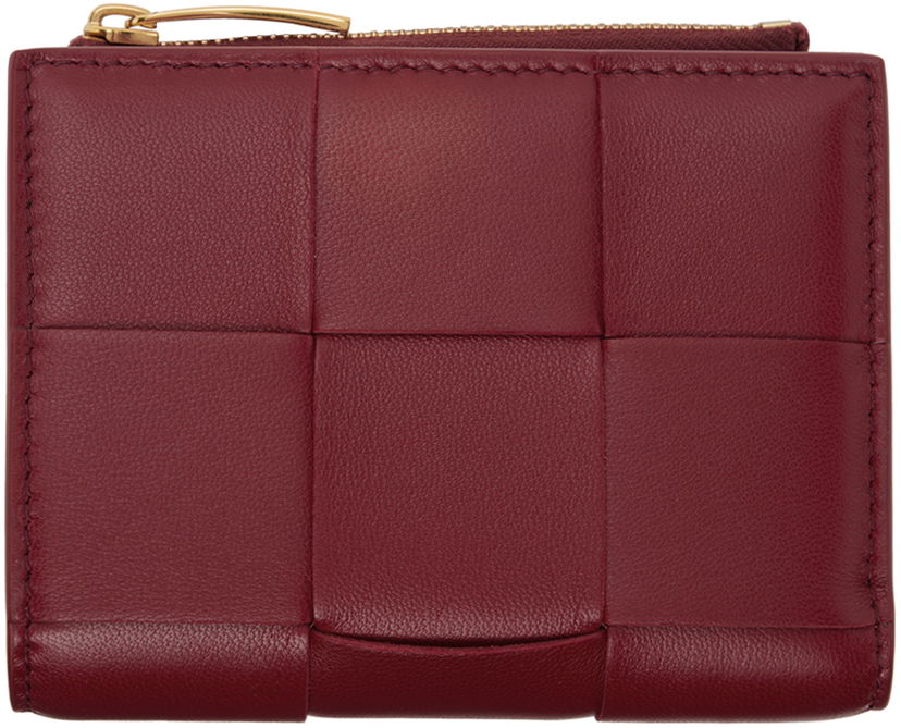 Denarnica Bottega Veneta Small Cassette Bi-Fold Zip Wallet Rdeča | 742698 VCQC9
