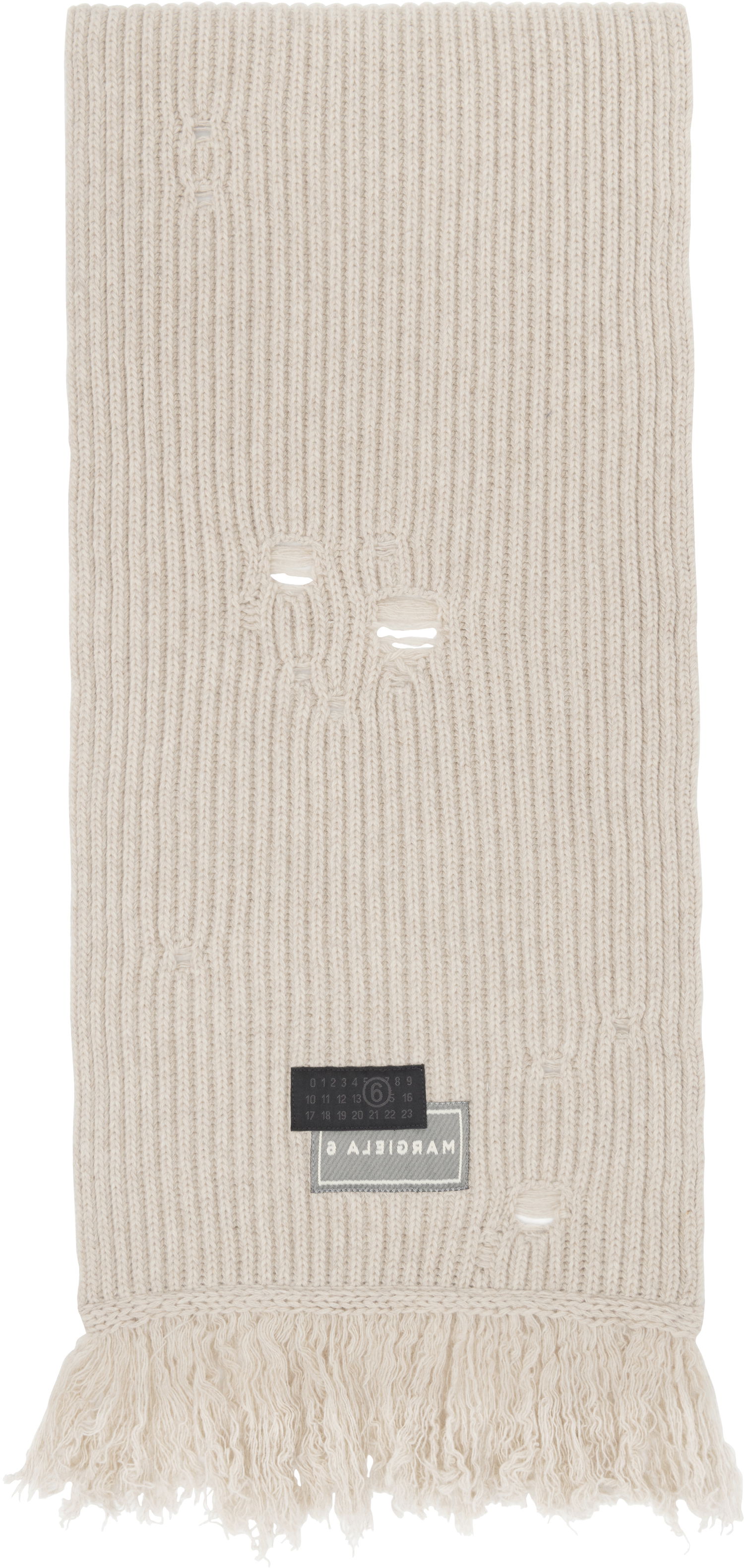 Šala Maison Margiela MM6 Maison Margiela Wool Distressed Fringed Scarf Bež | S52TE0056 M13138, 0