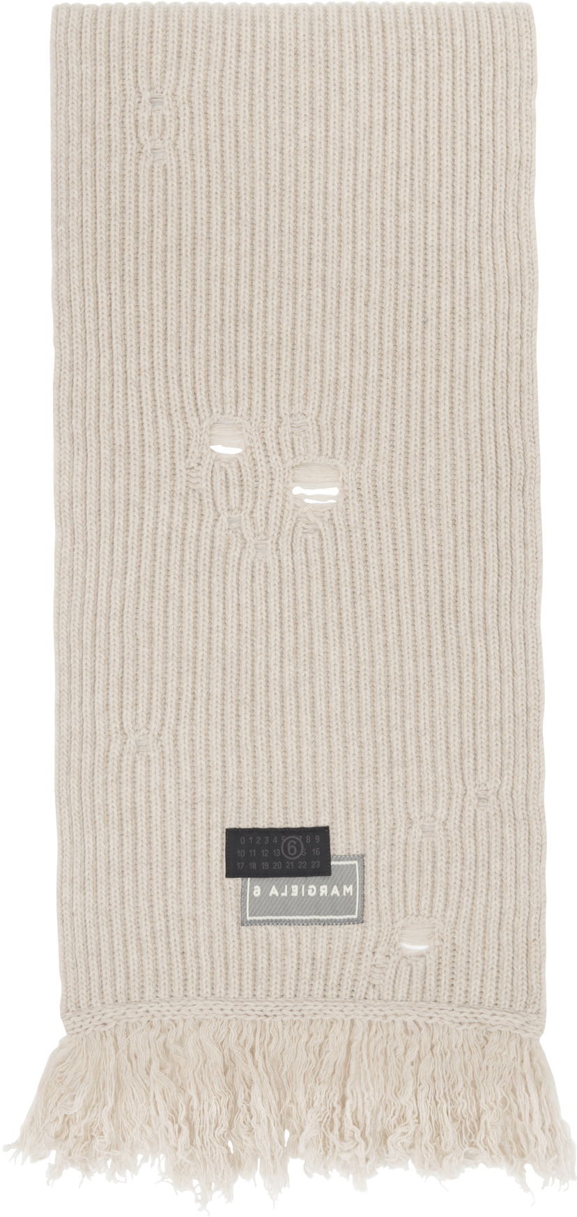 Šala Maison Margiela MM6 Maison Margiela Wool Distressed Fringed Scarf Bež | S52TE0056 M13138