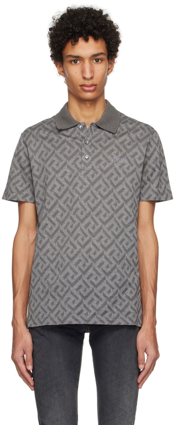 Polo majica Versace Versace Greca Polo Siva | 1008500 1A06078