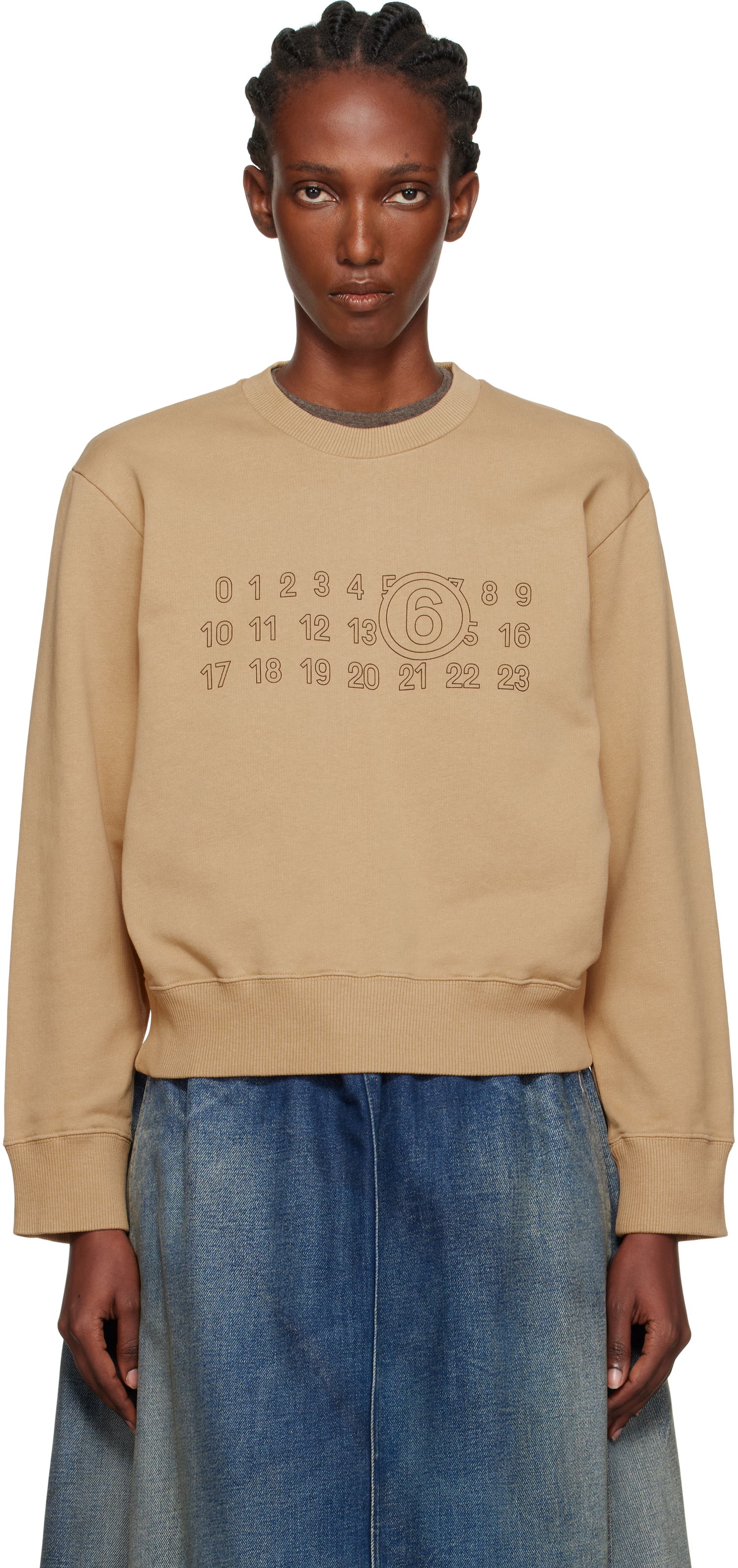 Pulover Maison Margiela MM6 Maison Margiela Printed-Logo Sweatshirt Bež | S52GU0248 M25025, 0