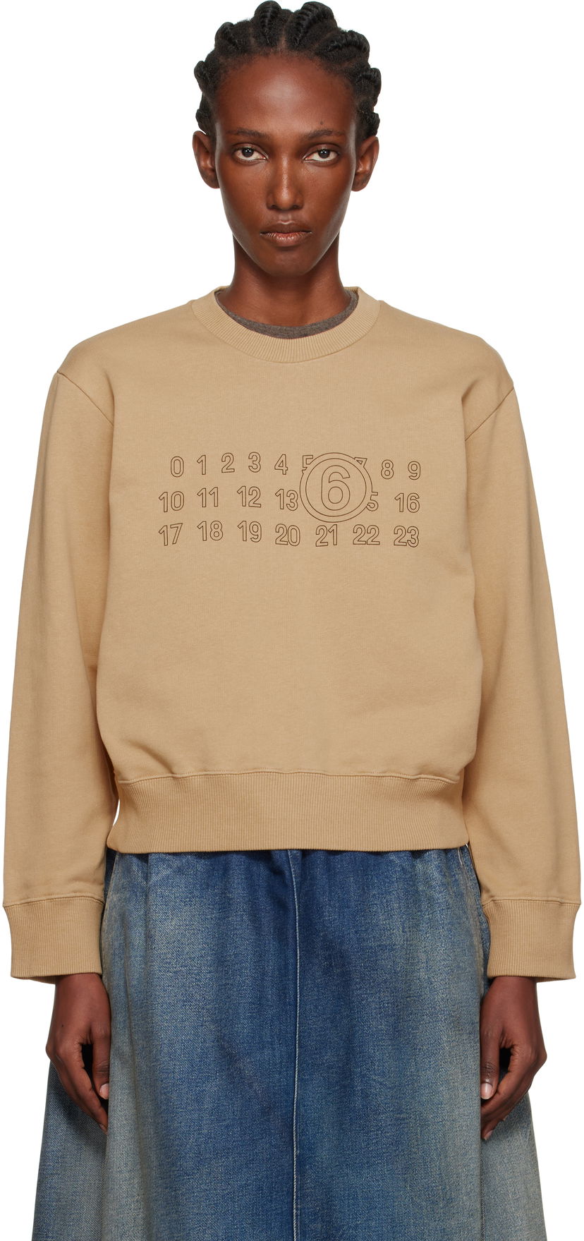 Pulover Maison Margiela MM6 Maison Margiela Printed-Logo Sweatshirt Bež | S52GU0248 M25025