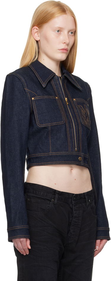 Jakna AMIRI AMIRI Zip Up Cropped Denim Jacket Modra | AWDNWJ1007, 1