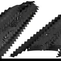 Black Bomber Jacket With Logo Patch