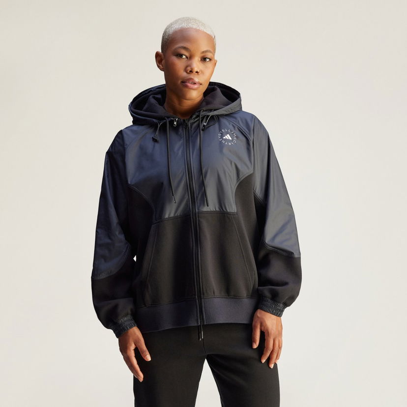 Pulover adidas Performance adidas by Stella McCartney Material Mix Full-Zip Hoodie Črna | JI5243
