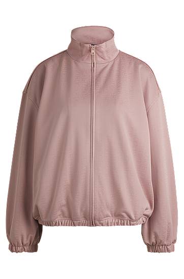 Pleteni pulover BOSS Oversized Logo Jacquard Jacket Roza | 50531182
