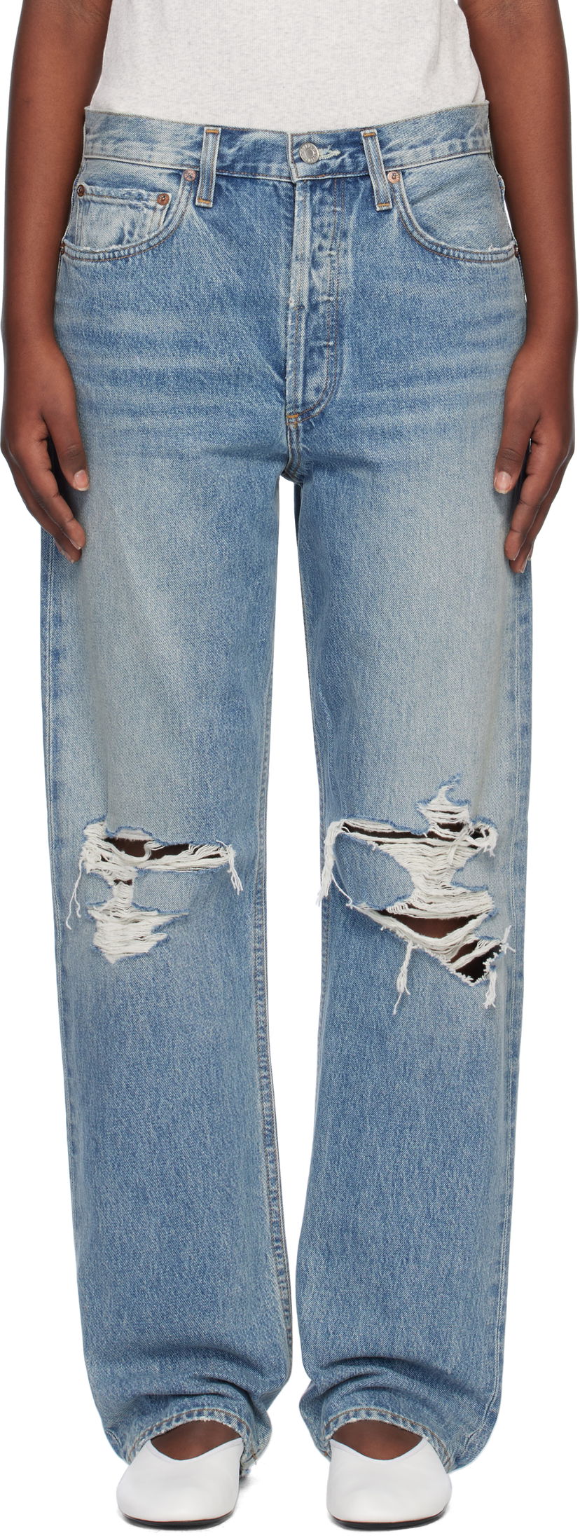 Kavbojke AGOLDE Distressed Boyfriend Jeans Modra | A199-1141