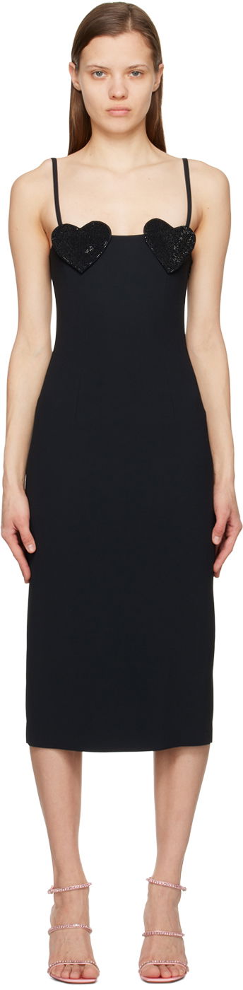 Obleke Blumarine Midi Dress With Sequin Hearts Črna | P322A316A