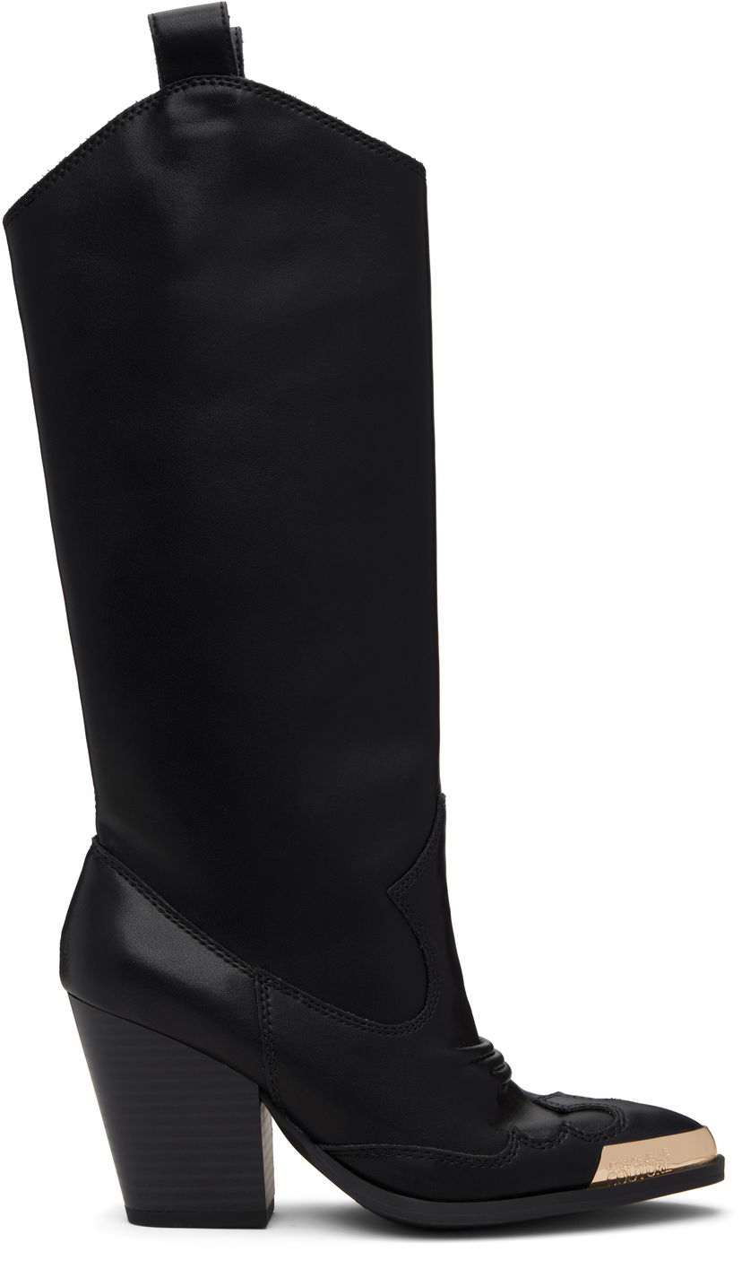 Superge in čevlji Versace Versace Jeans Couture Logo Plaque Tall Boots Črna | E79VA3S12_EZPB68