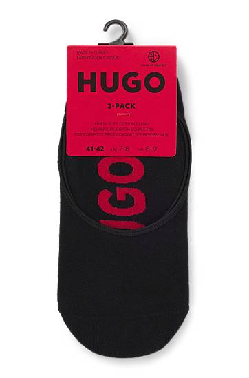 Nogavice BOSS Three-Pack of Invisible Socks with Large Logos Črna | 50541589, 1