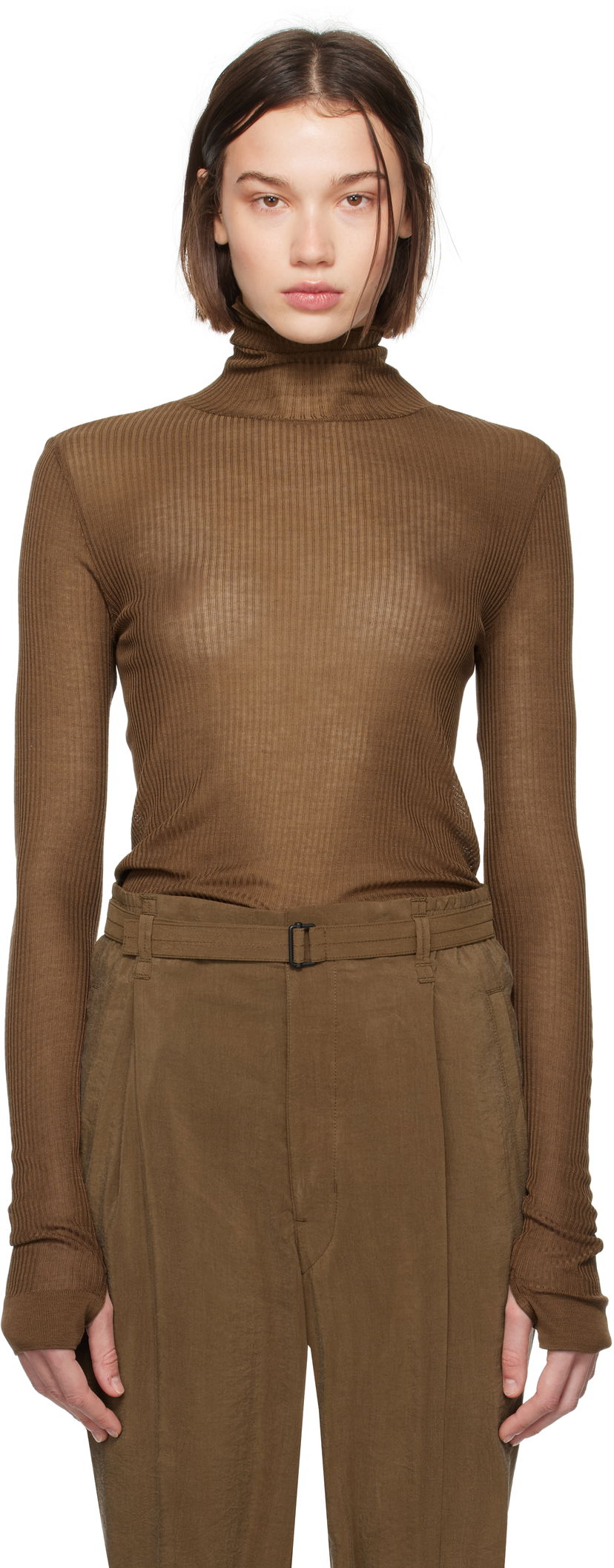 Majica LEMAIRE Seamless Turtleneck Top Rjava | TO1279 LK1017