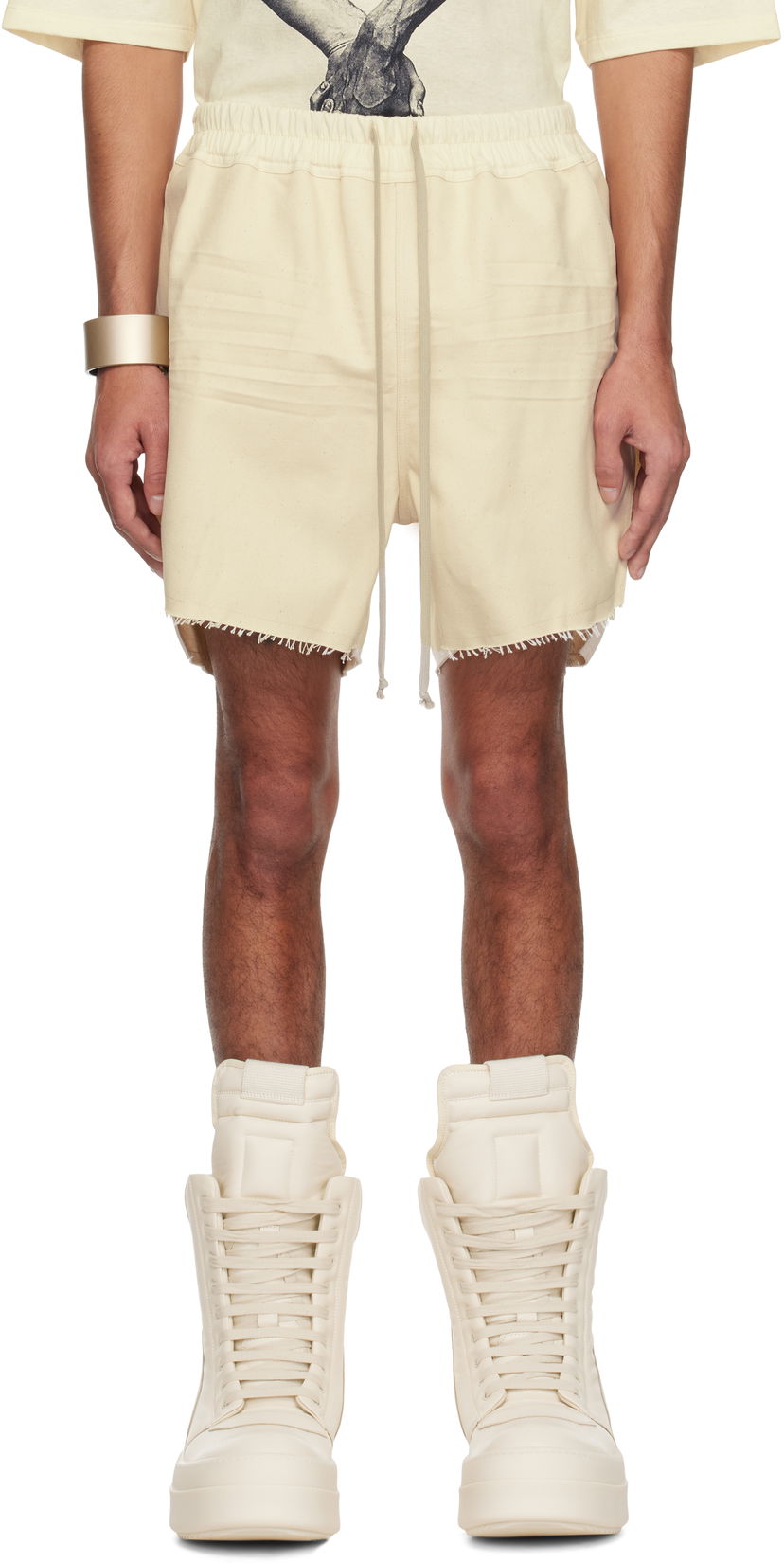 Kratke hlače Rick Owens Rick Owens Hollywood Boxers Shorts Bež | RR01E5306 CVSN