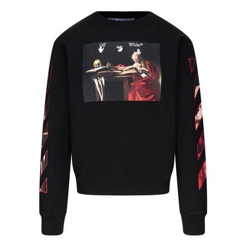 Pleteni pulover Off-White Off-White Caravaggio Slim Crewneck Sweatshirt Črna | OMBA025R21FLE0051025