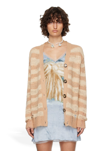 Pleteni pulover Acne Studios Distressed Cardigan Bež | A60398-