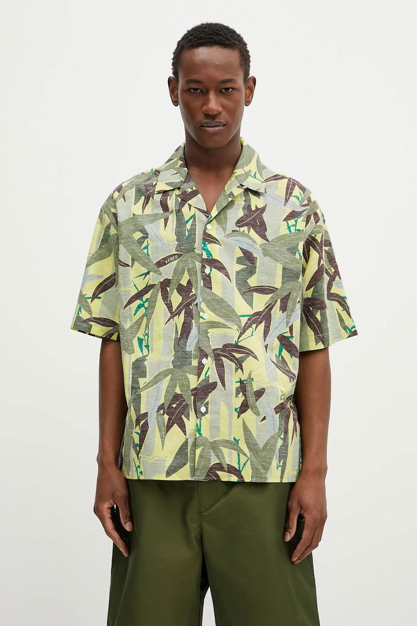 Srajce KENZO Kenzo Relaxed Linen-Blend Shirt Rumena | FF55CH1309P1.45