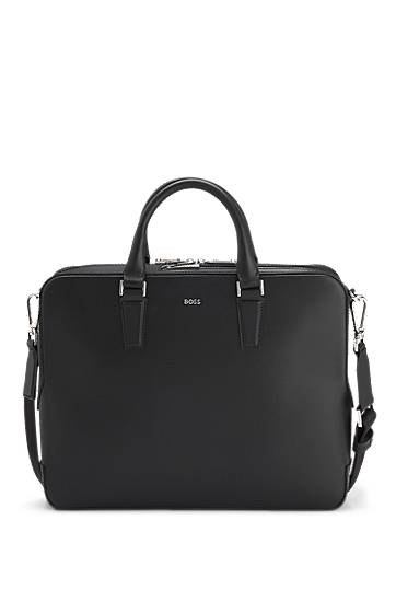 Torbica BOSS BOSS Leather Document Case Črna | 50548265