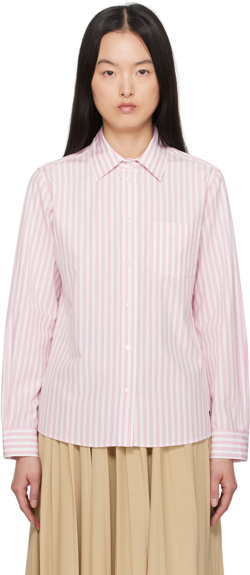 Srajce Max Mara Weekend Max Mara Bahamas Striped Button-Down Shirt Roza | 2515111081600