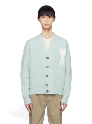 Pleteni pulover AMI Cloud Cardigan Turkizna | UKC025.KN0032