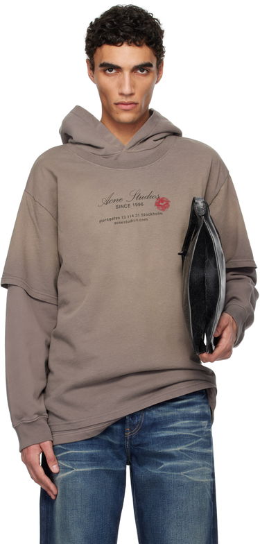 Pulover Acne Studios Acne Studios Double-Layered Hoodie Rjava | AI0160-, 0