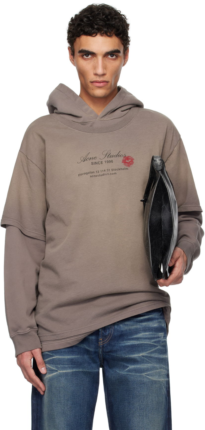 Pulover Acne Studios Acne Studios Double-Layered Hoodie Rjava | AI0160-