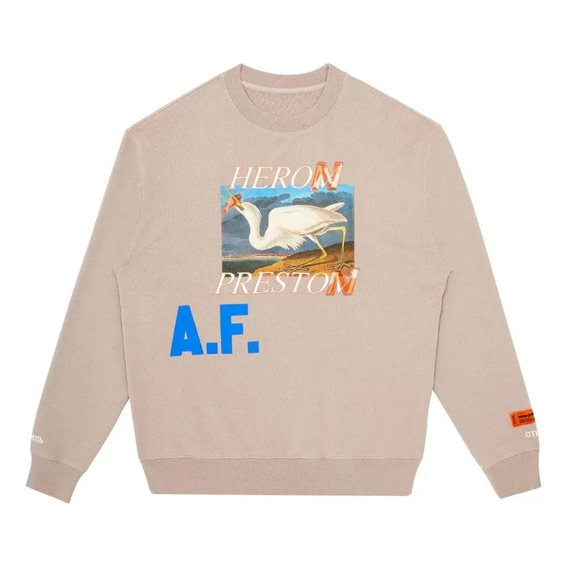 Pleteni pulover HERON PRESTON Heron Preston Heron Af Crew Sweatshirt Bež | HMBA014R21JER0036145