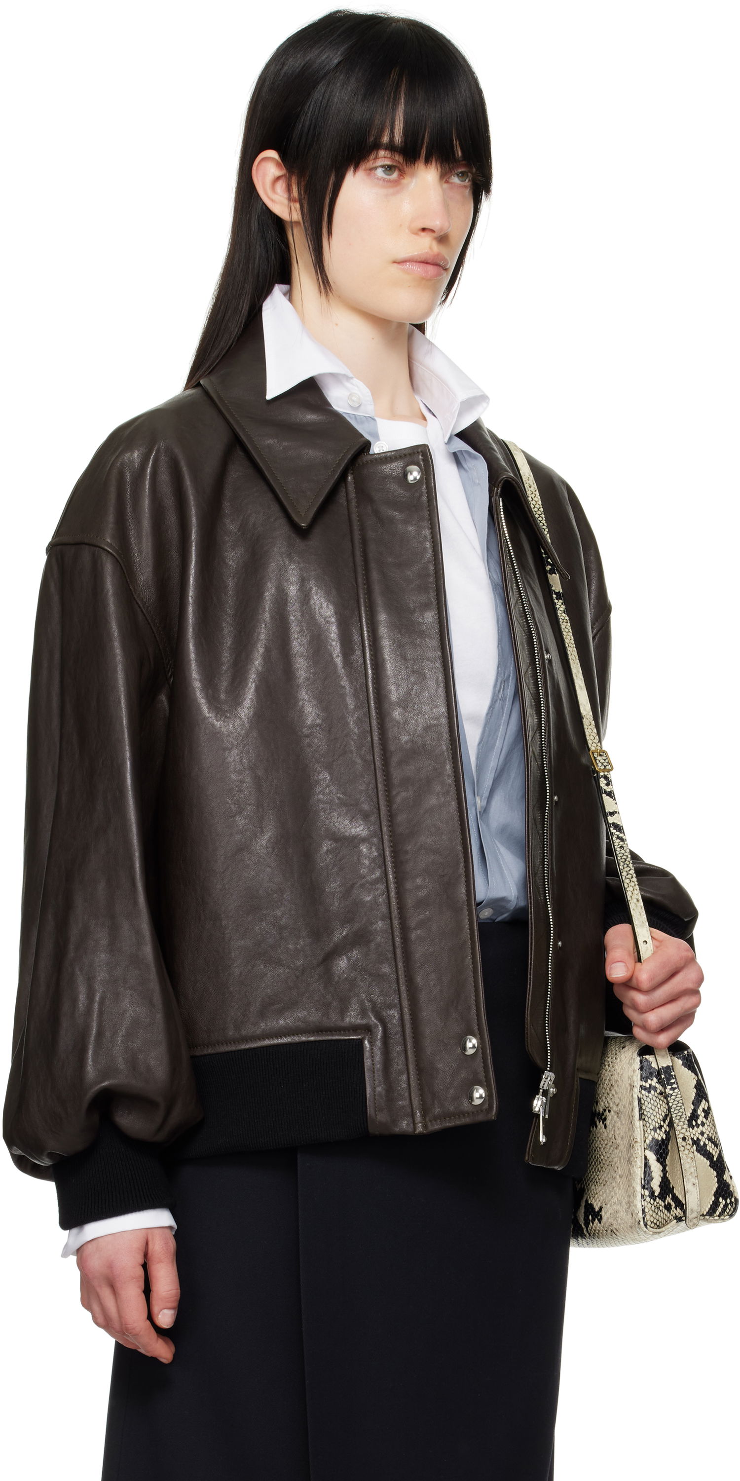 Bomber jakna Khaite Khaite Shelman Leather Jacket Rjava | 6166729, 1
